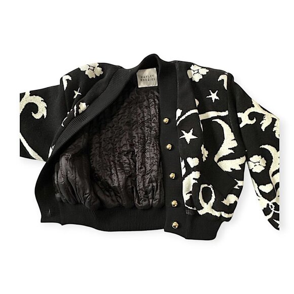 Hayley Menzies Black Belle Starr Jacquard Bomber Jacket, Size‎ L - Picture 8 of 16